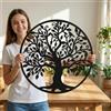 DEKADRON Decorazione da parete in metallo con albero della vita, arte da parete in metallo, albero genealogico (44 x 46 cm)