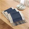 Plancholo Runner da tavola con frange, cotone e lino, lunghezza 250 cm, per sala da pranzo, casa, soggiorno, cena di festa, decorazione da tavolo in fattoria, colore: beige e blu