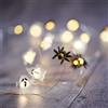 Lights4fun Luci Micro LED Bianco Freddo Catena Decorative Halloween, Fantasmi, 10 Ragni su Filo d'Argento, a Batterie con Timer da 6 Ore, Decorazione per Interni, 1,9 m