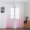 MIULEE Voile Tende Trasparenti con Occhielli Sfumato Verticale Tenda per Finestra per Soggiorno e Camera da Letto 2 Pannelli 140 x 245 CM Rosa