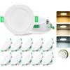 Fynokst Faretti LED da incasso 230V, dimmerabili, 7W LED Spot 68mm - 78mm dimensione del foro, 3000K/4000K/6500K temperatura di colore regolabile, faretti da soffitto, IP44 plafoniera da soffitto per