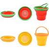 Hyacinthy Secchio pieghevole da spiaggia, 2 secchi in silicone con manico, giocattolo per sandbox con motivi di frutta per spiagge di sabbia, piccolo giocattolo da neve per campeggio, lavaggio