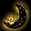 Namofactur Luce notturna a LED con orso sulla luna, regalo per ragazzi e ragazze per battesimo, nascita e altre occasioni - Personalizzabile