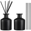 Whcctl 2 pz 150ml Bottiglie di Diffusore, Diffusori in Vetro, con 10 Bastoncini | Vetro Vuote per Diffusori, Diffusore Bastoncini, per profumazione degli ambienti e l'aromaterapia, per l'Ufficio, DIY (Nero)