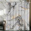 Lerores Tenda da doccia 160 x 160 cm, motivo marmo grigio, orlo pesante, antimuffa, impermeabile, lavabile, in poliestere, con 12 occhielli e anelli, per bagno, vasca da bagno