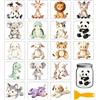 Globleland 18 fogli di adesivi trasferibili con animali carini, 9.9x9.1 cm, cartoni animati colorati, divertenti adesivi trasferibili per gatti e cani, per bicchieri, vasi, vetro, decorazioni per
