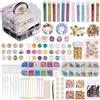 EFUTURETIME 260 Pezzi Kit Decorazioni in Resina Epossidica Completo Con Fiocchi di Foglie d'Oro, Glitter, Paillettes, Fiori Secchi, Pinzette per l'Artigianato e la Nail Art