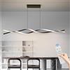 Mikeru 150cm Luce a Pendente a Onda da, lampadario moderno a Nero，Lineare Lampada 3000-6000k Dimmerabile 10%-100% Luci Appese Regolabili in Altezza con Funzione di Memoria per Isola Cucina