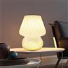 MLOQI Lampada da Tavolo a Fungo per Soggiorno Luci da letto Lampada del Comodino in Vetro con una Lampadina a 3 colori, Luce Notturna (Bianco)