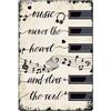 SUPERDANT Insegna Metallica Vintage Tasti Di Pianoforte Bianchi e Neri Con Citazione La Musica Muove Il Cuore Per Decorazione Pareti Bar Caffè Pub Sala Musica Formato 30x20cm