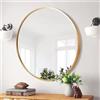 BOURGH , Valerie - Grande specchio rotondo da parete con cornice dorata, 90 x 90 cm