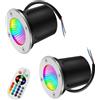 JOUFNING 2PCS Faretto Luce Da Pavimento - 6W Faretti LED Esterno, Luci Da Terra Per Esterni RGB Da Incasso Faretto Da Giardino A Colori 12V/24V, Faretto Da Giardino Con Telecomando Wireless ( Size : 6W(24V) )