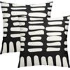 Kawani Set di 2 federe per cuscini moderne, 55 x 55 cm, bianco e nero, stile bohémien, con stampa geometrica astratta, in cotone, per divano, decorazione della casa