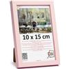 3-B - Cornice portafoto modello Lund in colore rosa chiaro - 10 x 15 cm - con vetro acrilico, cornice in legno, cornice per foto, cornice per ritratti