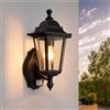 Ledvion - Lampada da Parete LED con Sensore di Movimento, Attacco E27, IP44, Nero & Classica, Lampada da Esterno, Illuminazione Giardino