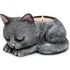 LK LAMAR CREATION DECORATION Lamar - Portacandela a forma di gatto che dorme, regalo per gli amanti dei gatti (nero-rosa)