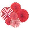 AUAUY 6Pz Ventagli di Carta, Ghirlanda di Fiori da Appendere-Rosso