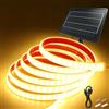 HEGEHE 24V 1200mAH striscia LED solare [0.5M, bianco caldo 3000-3500K], 240 LEDs/m luce da giardino solare in silicone, flessibile e impermeabile IP68, 8 modalità, illuminazione per la casa
