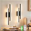 Dehobo LED Applique Ricaricabile da Parete 50cm, 3000-6000K 2 Pezzi, Nero | 4400mAh Applique da Parete Interno Acrilico Moderno, Dimmerabile Lampada Da Parete, Adatta Per Soggiorni, Camere Da Letto