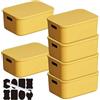 CNKHDZ Set da 6 contenitori con coperchio, contenitori impilabili con coperchio, contenitori in plastica per scaffali, cucina e bagno (Giallo, 36.5 * 26 * 15.7cm)