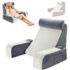 Hengrongshen Cuscino da lettura per adulti, in memory foam, cuscino da lettura con cuscino per il collo, braccioli rimovibili, per leggere la TV e i videogiochi nel divano letto (grigio e bianco)