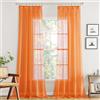 MIULEE Tende voile trasparente passanti fettuccia 2pz L140xA245 Arancione