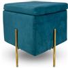 IlGruppone Pouf Contenitore in Velluto con Gambe in Metallo Oro - Poggiapiedi Moderno ed Elegante per Soggiorno, Camera e Ingresso - Petrolio