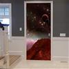 A.Monamour Adesivo Porta Autoadesiva Spazio Esterno Pianeta Stelle Cosmo Montagna Rossa Paesaggio Astronomia Vinile PVC Adesivi per Porte Interne 3D Pellicola Adesiva Poster Sticker Murale Decorazione