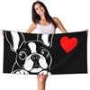ZSUUGJ Telo mare nero con motivo bulldog francese amore, 70 x 139 cm, grande coperta da spiaggia per viaggi, nuoto, campeggio