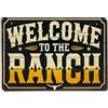 Nestemfo Targa in metallo vintage con scritta Welcome to the ranch, per soggiorno, bar, casa, camera da letto, poster in metallo retrò, 20,3 x 30,5 cm