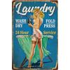 Xylophonic Targa in metallo vintage Pin Up Girl Laundry per decorazione da parete per lavanderia, bar, ristoranti, bar, pub, 20 x 30 cm