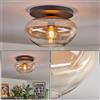 hofstein Lampada da soffitto HOFSTEIN Mertola, lampada a 1 luce in metallo/vetro nero/ambra/trasparente, dal design retrò/vintage (paralume Ø 30 cm), E27, sala pranzo, soggiorno, cucina, corridoio, ufficio