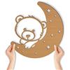 Namofactur Lampada da parete a forma di luna orsacchiotto in legno con LED bianco caldo