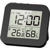 MagiDeal Orologio da bagno, Timer digitale per doccia, per bagno, orologio da parete da cucina con allarme, timer touch impermeabile portatile, termometro interno, igrometro, nero