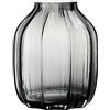JAKY-Global Vaso in vetro nero grigio per fiori, vaso alto in vetro grigio scuro, altezza 21 cm, design semplice a righe per la decorazione del pavimento della casa, decorazione della fattoria