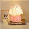 MLOQI Abat Jour da Comodino Moderne, Lampada di Fungo per Soggiorno, Luci da letto Lampada del Comodino in Vetro con una Lampadina a 3 colori, Luce Notturna, Lampada Tavolo (Rosa)