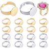 NBEADS 20 Pezzi 2 Colori Anelli Grezzi in Acciaio Inossidabile, base per anello a bracciale aperto regolabile con castone ovale da 12 mm per la creazione di gioielli fai da te