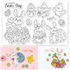 ORIGACH Timbri trasparenti con coniglietti e pulcini pasquali per la fabbricazione di carte. Timbri siliconici trasparenti Happy Easter per scrapbooking pasquale fai da te, journaling, album