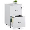 Relaxdays Cassettiera sotto Scrivania da Ufficio, Mobile a Chiave, 2 Cassetti, Schedario Documenti, 72x43x46 cm, Bianco