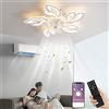 MiiR Ventilatore da soffitto a LED silenzioso con luce, luce da soffitto dimmerabile da 60 W Ventilatore da soffitto a velocità del vento regolabile con telecomando per soggiorno camera da letto