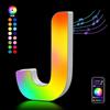 Kangtaixin Lettere Luminoso con USB, APP Controllo Luci LED di Lettera Alfabeto, Figura a Cuore con Luce Colorate RGB per Decorazione e Atmosfera, Luci Notturne Scrivania, Compleanni, Matrimoni, Vetrine - J