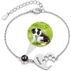 ZqlDDayUP Bracciale con foto circolare e impronta di zampa personalizzato con nome