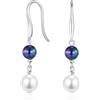 GW Orecchini Perle Donna Argento Sterling con Perle Bianche e Nere 925 Orecchini Pendenti Argento Regalo Festa Della Mamma
