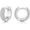 JewelryWe Orecchini a cerchio in acciaio inox con zirconi, 13 mm, colore nero, oro rosa, argento, Zirconia cubica