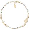 Amen Rosari Cross BRO25GMUV3 Bracciale rosario in argento 925 placcato oro con cristalli, lunghezza 18 + 2 cm allungabile