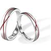 Calefee Anelli Filo Rosso del Destino Coppia Argento 925, Anello Matrimonio Coppia Persona Regolabili Anello a Fascia Semplice con Smalto Rosso