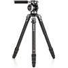 Benro Mammoth - Treppiedi in fibra di carbonio con testa liquida WH15 Wildlife a 2 vie, ciotola resistente da 75 mm, contatore 8 stop, doppia funzione panoramica, kit professionale per animali