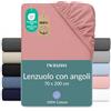 Twinzen Lenzuola Letto Bambino 70x190/200 cm - 100% Cotone Jersey, Rosa - Oeko Tex Certificato - Lenzuolo Con Angoli Bambino