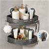 Lekesky Mensola Doccia Angolare senza Forare con Ventose Potenti, Alluminio Antiruggine Rimovibile, Organizer Bagno Salvaspazio per Doccia e Cucina, Gunmetal Grigio