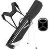 Full Choice Borsa da golf leggera su supporto - 4 separatori full length, 10 club Max, 1,7 kg, doppie bretelle, supporto auto - pratica da 3 e campi standard, nero